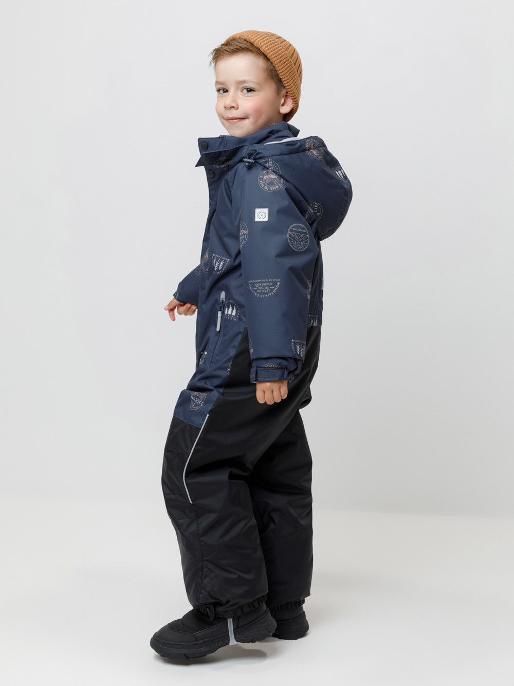 Комбинезоны утепленные для мальчика, артикул: ВК 60127/н/6 УЗГ, цвет: темно-синий, фото 4