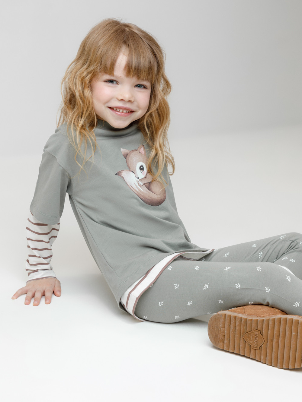 Лосины для девочки, артикул: КР 4074, цвет: хаки, фото 4