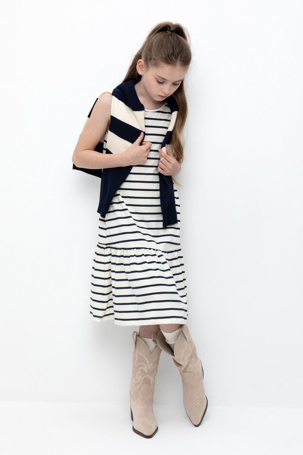 Сарафан для девочки, артикул: КР 5803, цвет: светло-бежевый, фото 4