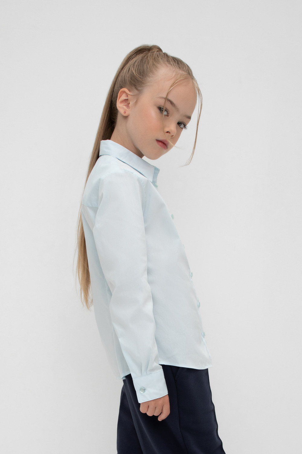 Блузка для девочки, артикул: ТК 39030, цвет: голубой, фото 4