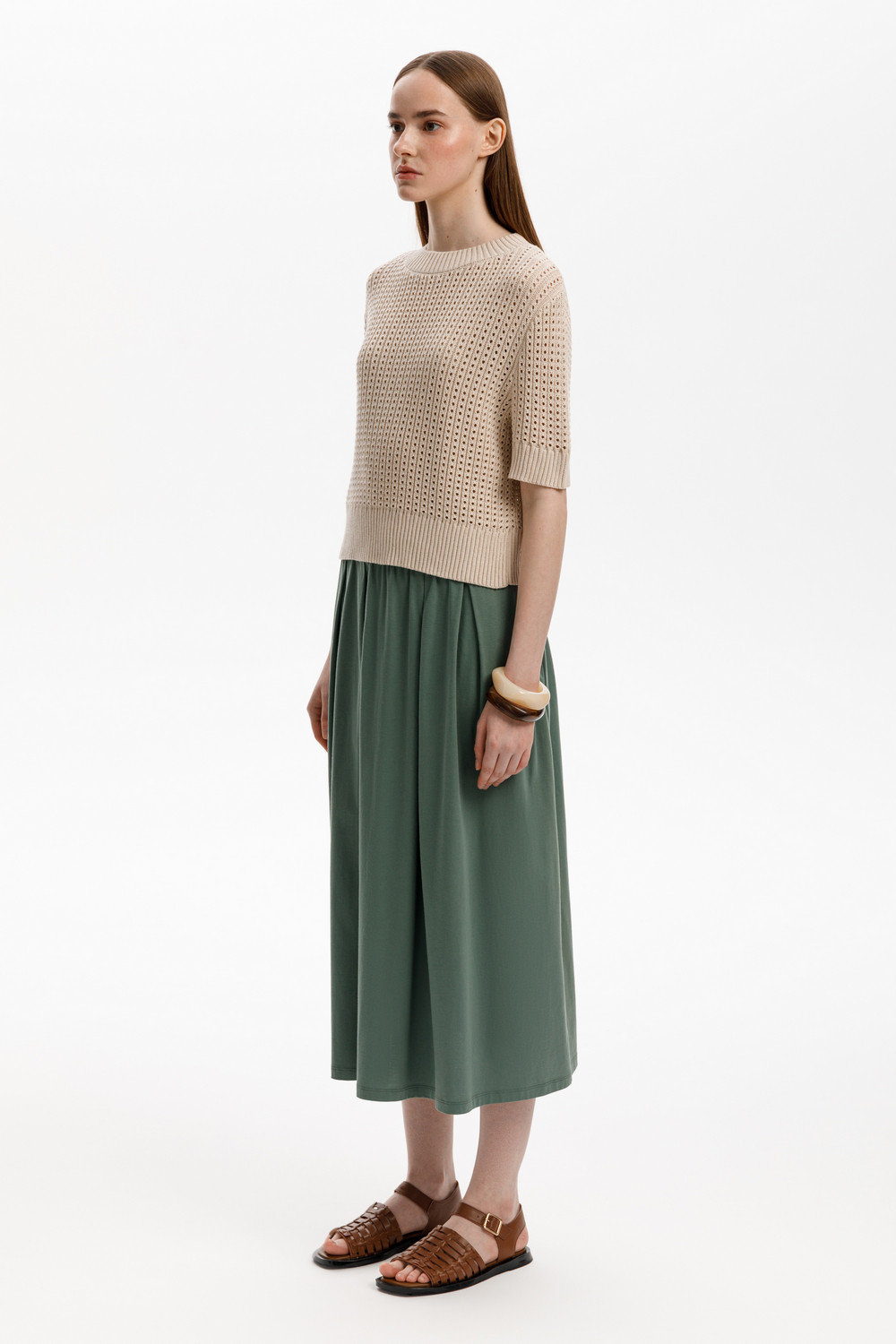 Юбки женские для мам, артикул: ЕВТ 7022, цвет: зеленый, фото 4