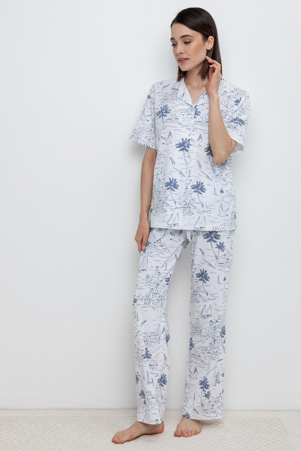 Брюки для дома для мам, артикул: Е 40043, цвет: белый, фото 4