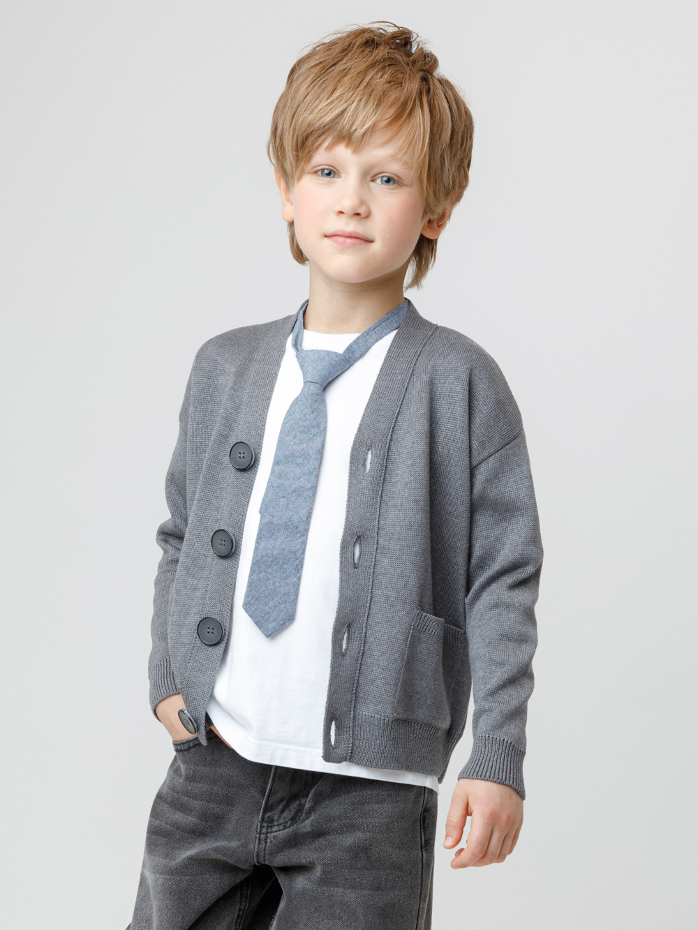 Жакет для мальчика, артикул: КВ 30155, цвет: темно-серый, фото 3