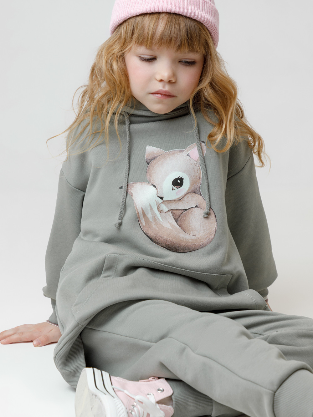 Худи для девочки, артикул: КР 302165, цвет: хаки, фото 4
