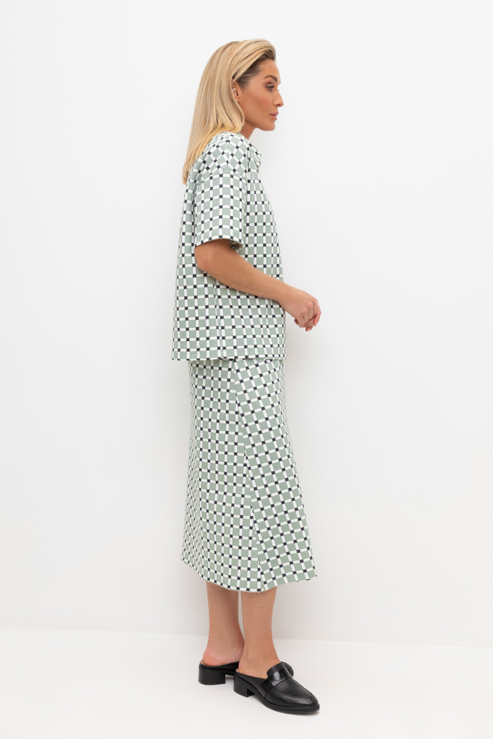 Юбки женские для мам, артикул: ЕВТ 7014, цвет: хаки, фото 4