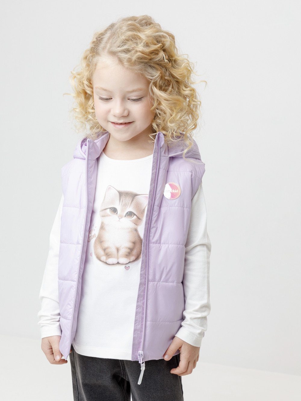 Жилет для девочки, артикул: ВК 35012/4 ГР, цвет: фиолетовый, фото 4