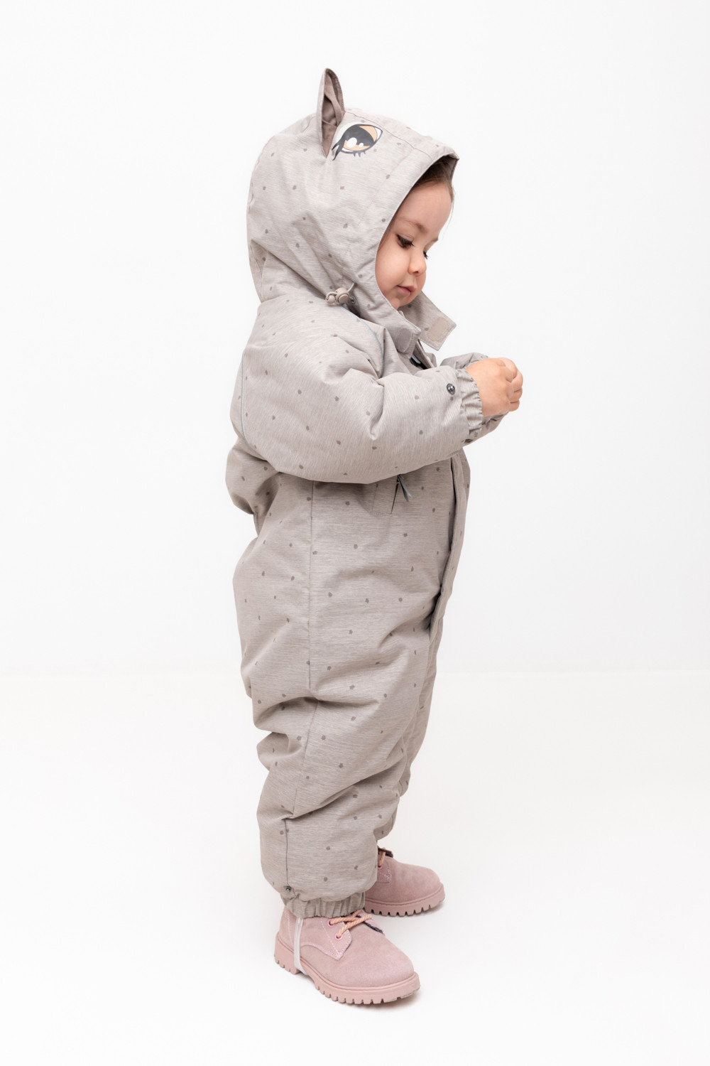 Комбинезоны утепленные для девочки, артикул: ВК 60115/н/2 ГР, цвет: светло-бежевый, фото 4