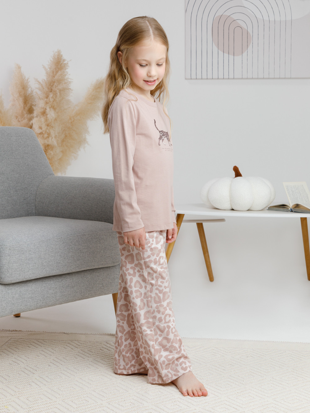 Пижама для девочки, артикул: К 1623, цвет: кофейный, фото 4