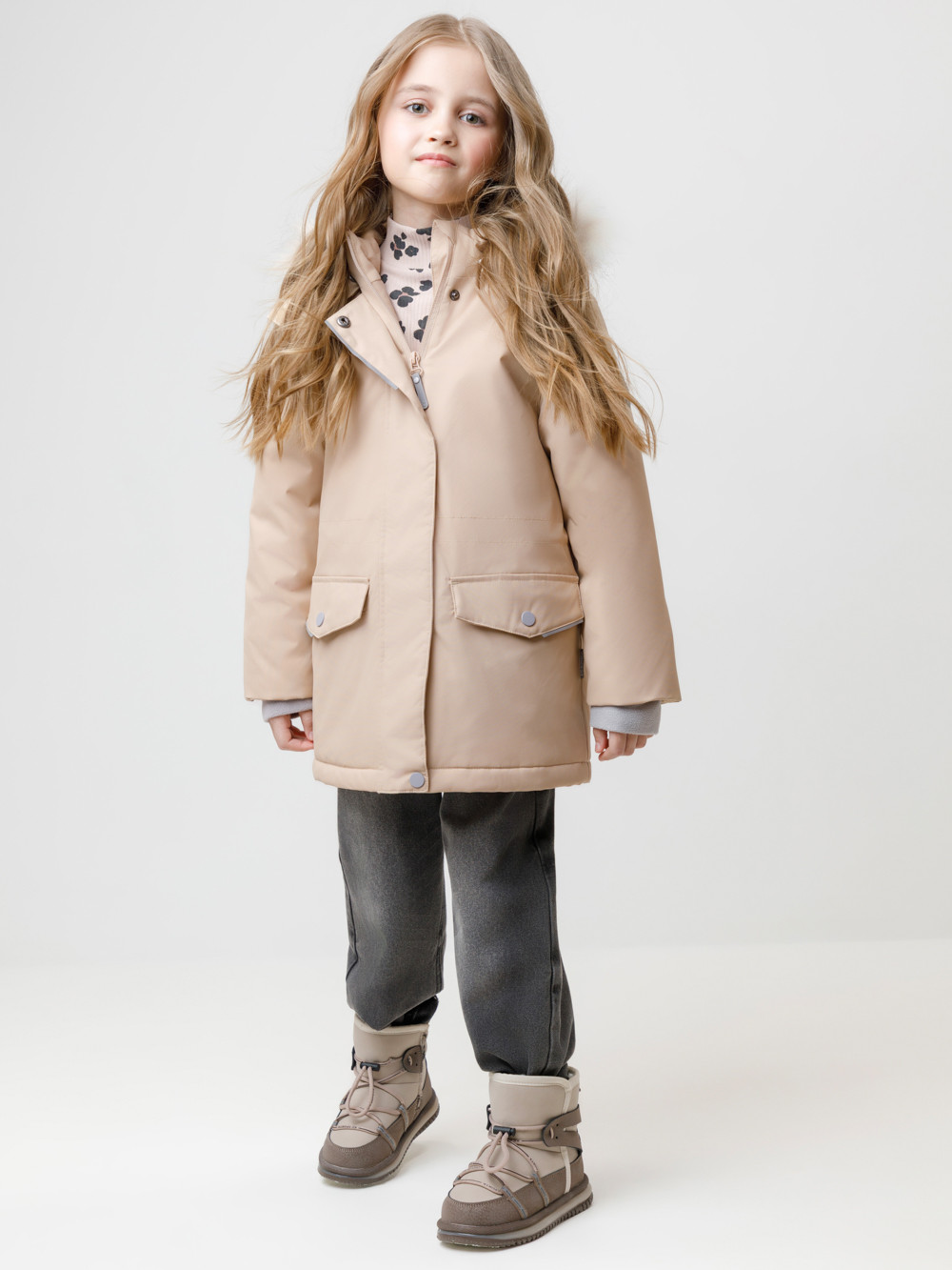 Куртка для девочки, артикул: ВК 38112/4 ГР, цвет: светло-бежевый, фото 4