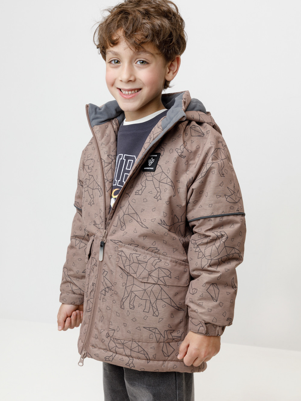 Куртки для мальчика, артикул: ВК 36093/н/1 ГР, цвет: коричневый, фото 3