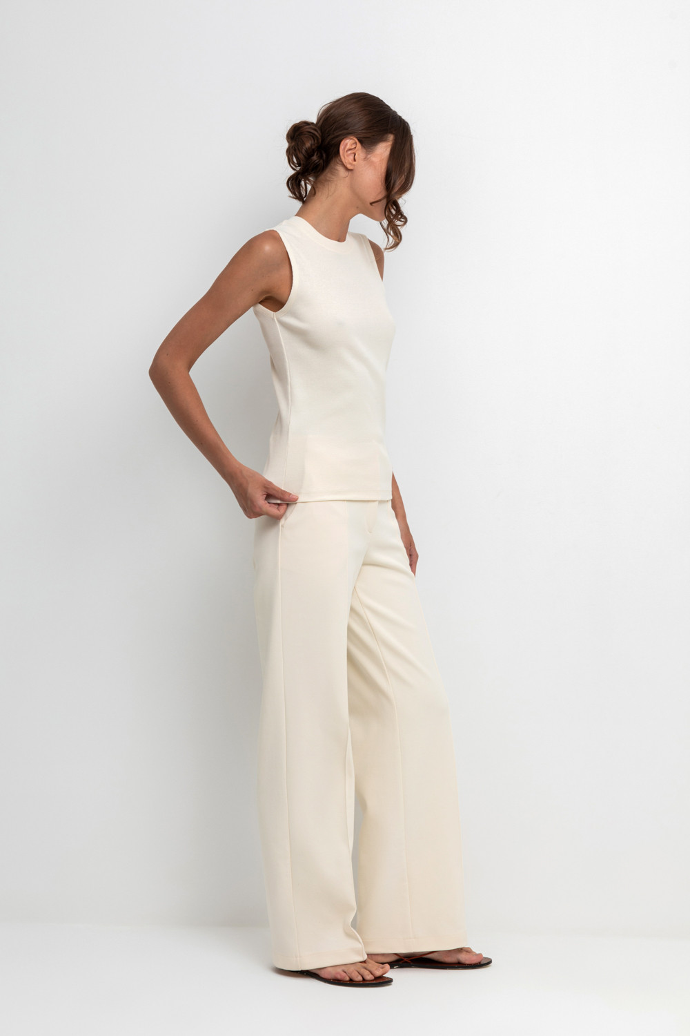 Брюки женские для мам, артикул: ЕВТ 4071, цвет: светло-бежевый, фото 4