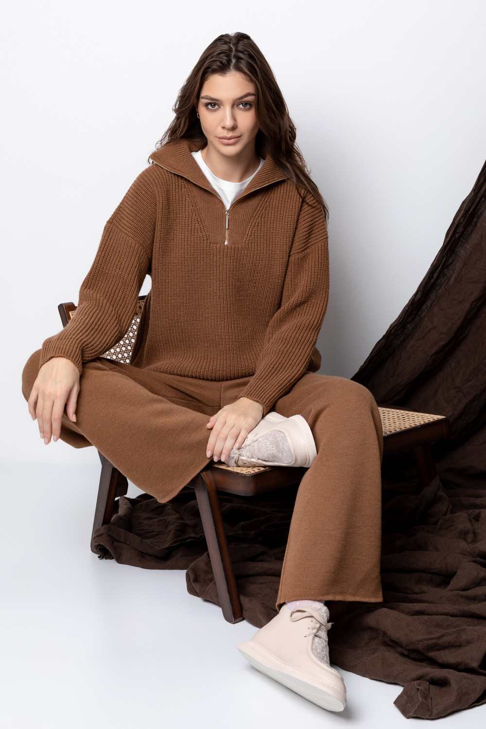 Брюки женские для мам, артикул: ЕВ 438/ш, цвет: коричневый, фото 4