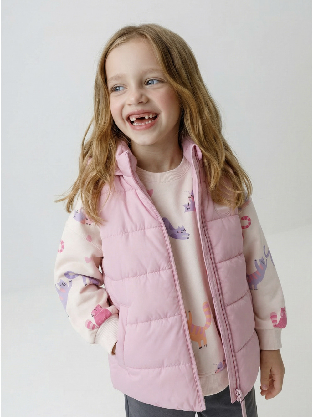 Жилет для девочки, артикул: ВК 35012/5 ГР, цвет: розовый, фото 4