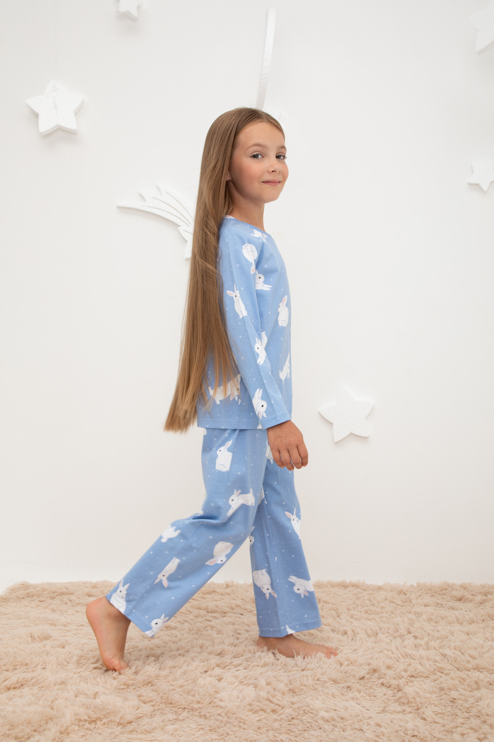 Пижама для девочки, артикул: К 1622, цвет: голубой, фото 4