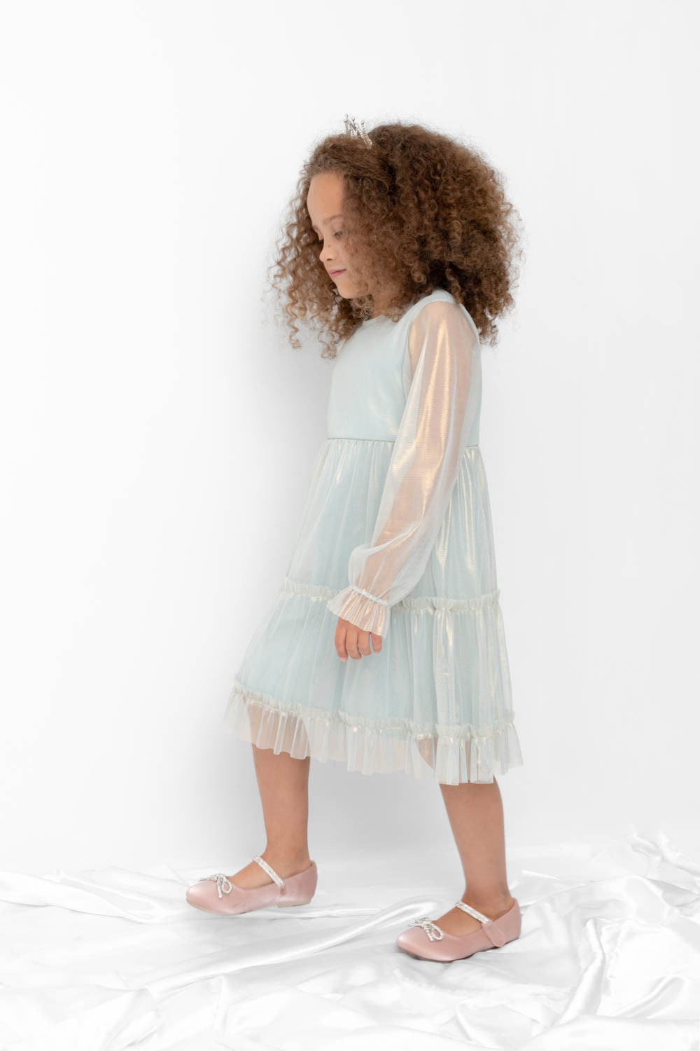 Платье для девочки, артикул: К 5855, цвет: голубой, фото 4