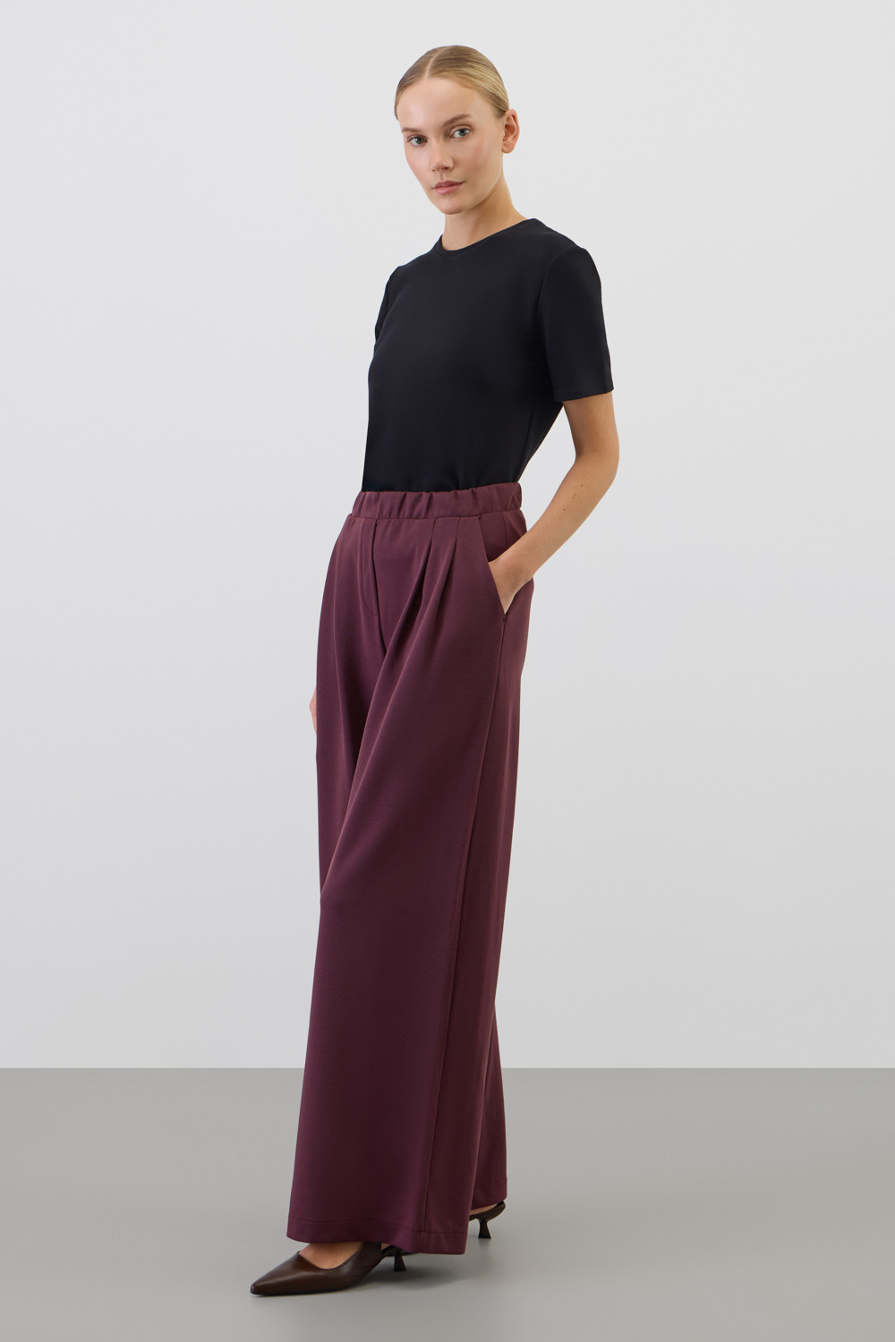 Брюки женские для мам, артикул: ЕВТ 4166, цвет: бордовый, фото 4