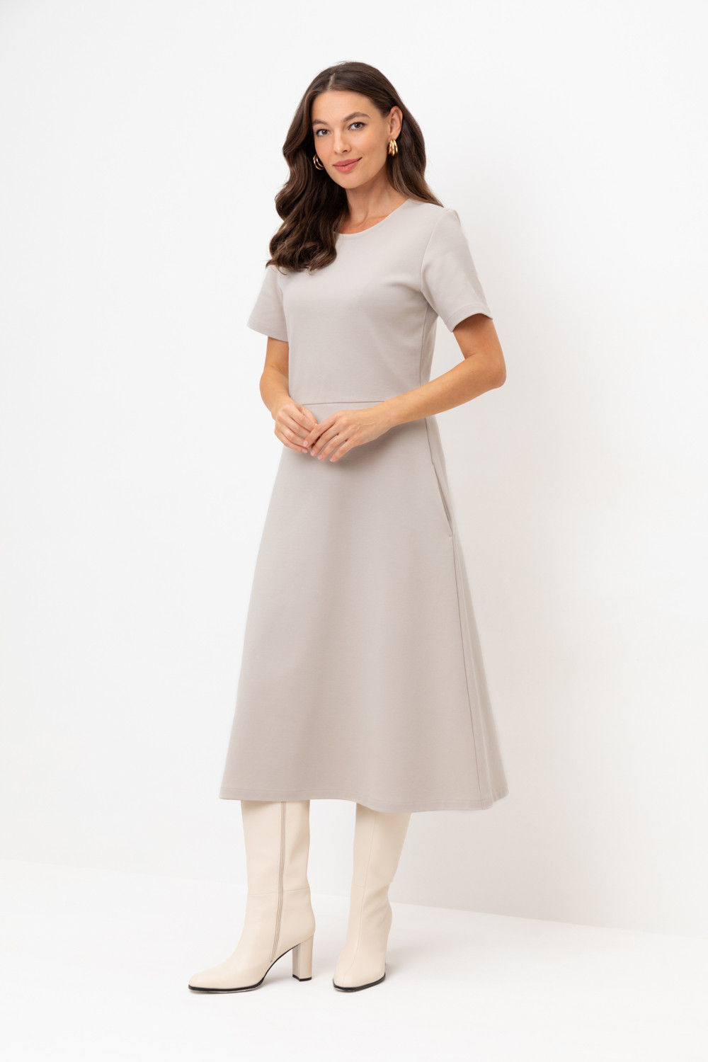 Платья женские для мам, артикул: ЕВТ 5064, цвет: бежевый, фото 4