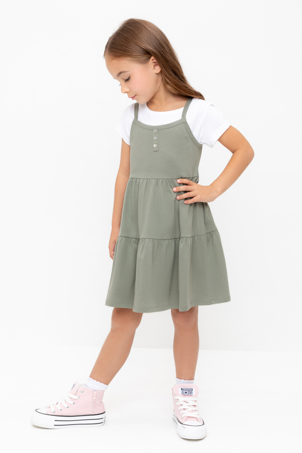 Сарафан для девочки, артикул: КР 5799, цвет: зеленый, фото 4