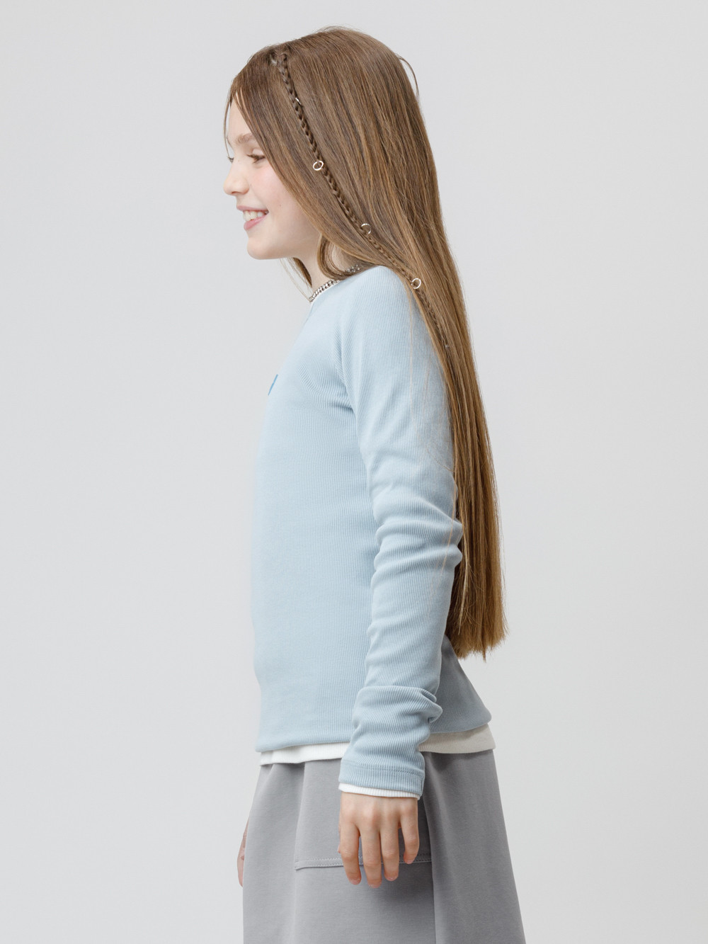 Лонгсливы для девочки, артикул: КР 301911, цвет: голубой, фото 4