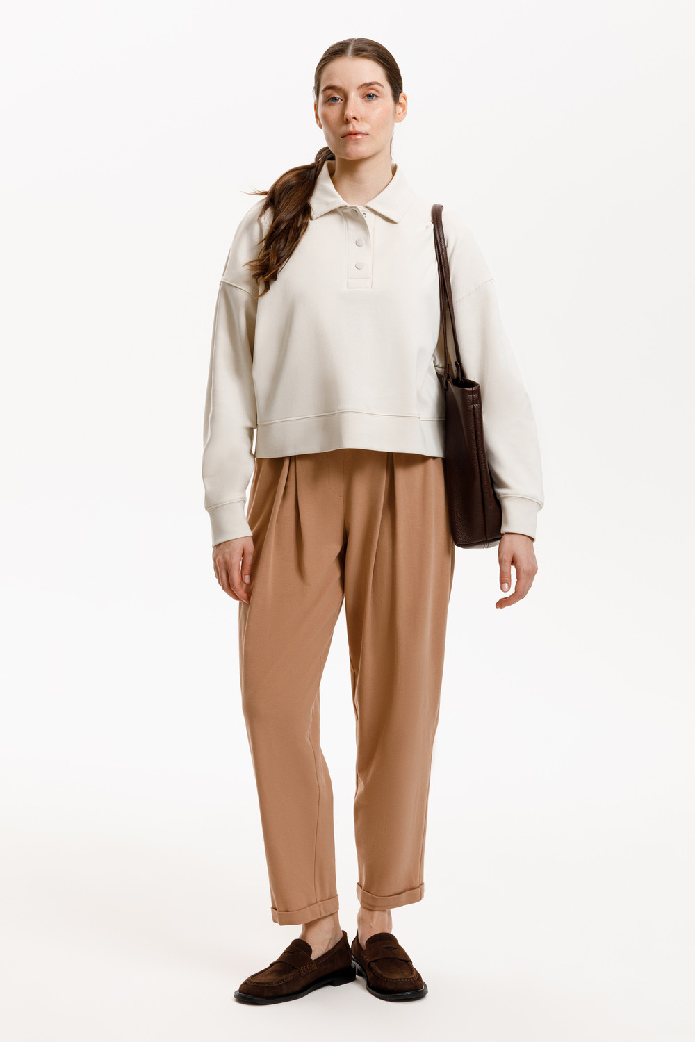 Брюки женские для мам, артикул: ЕВТ 4132, цвет: коричневый, фото 4