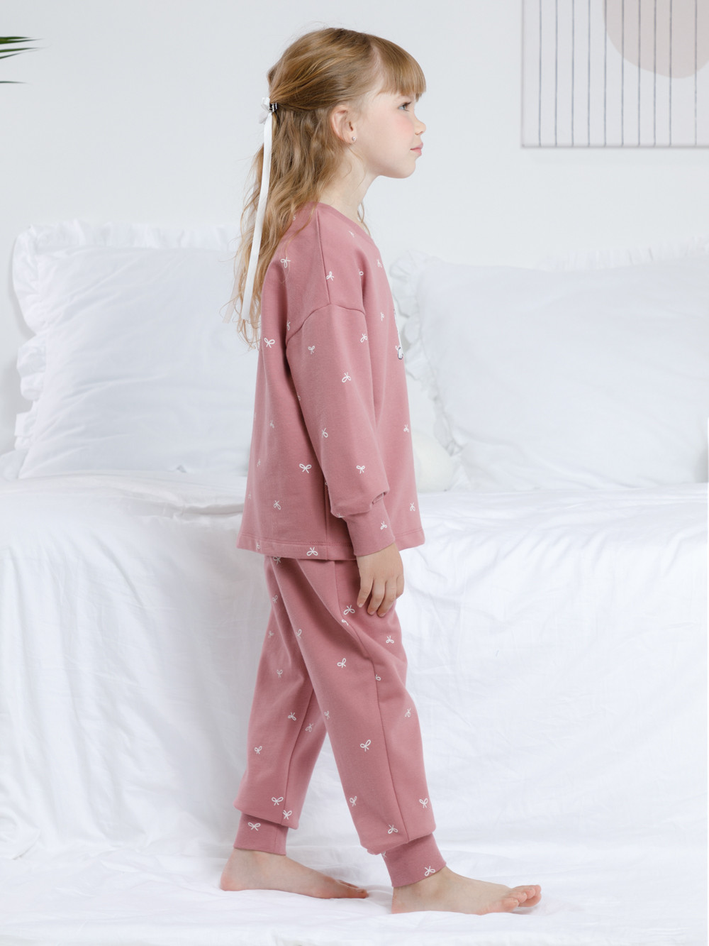 Пижама для девочки, артикул: К 1581, цвет: бордовый, фото 4