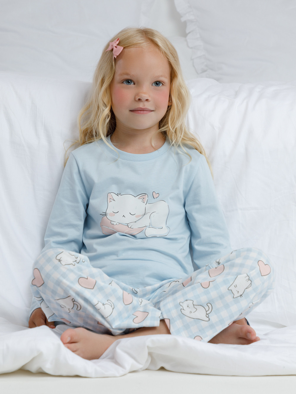 Пижама для девочки, артикул: К 1623, цвет: голубой, фото 4