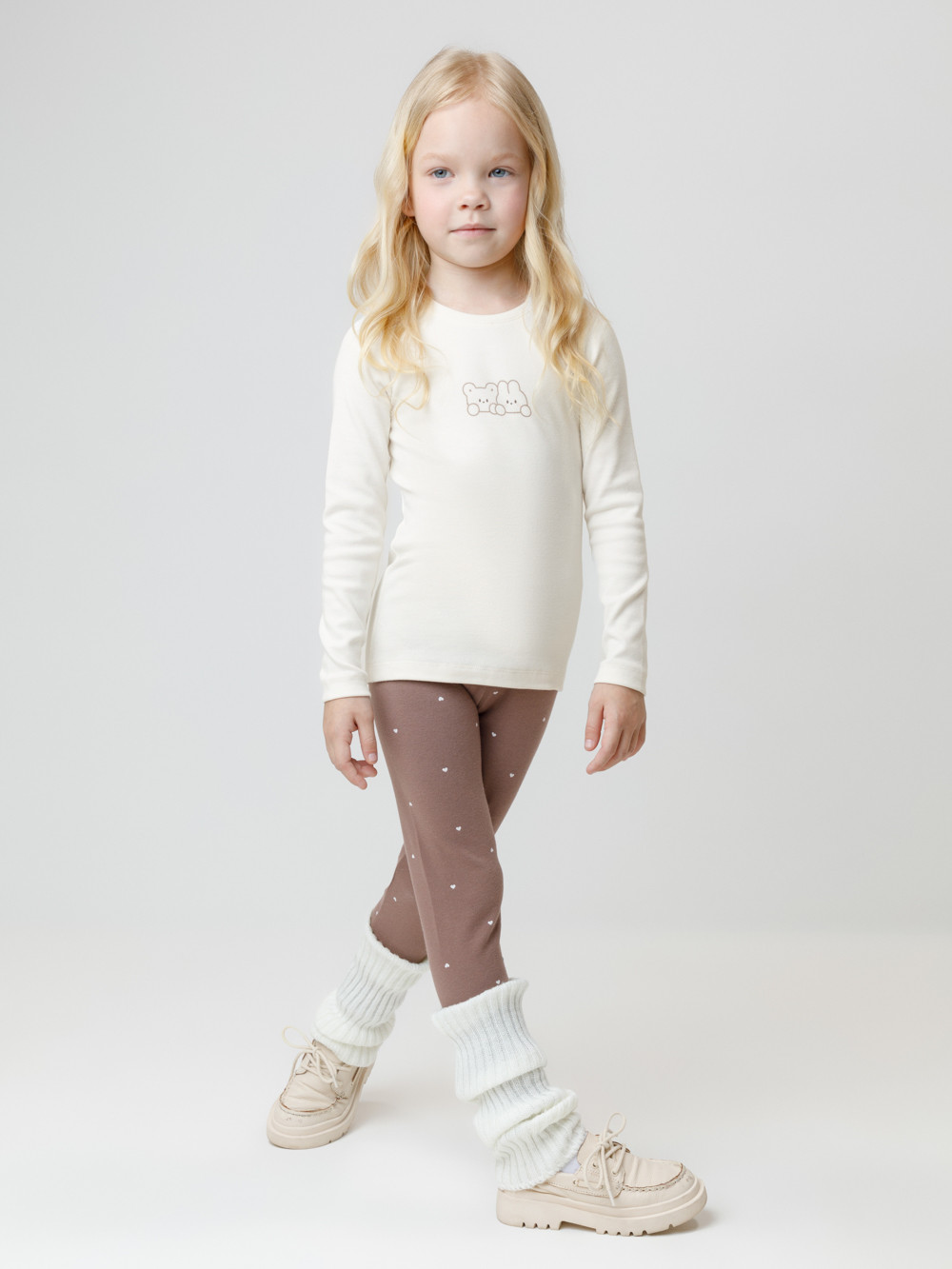 Лонгсливы для девочки, артикул: КР 302267, цвет: сахар, фото 4