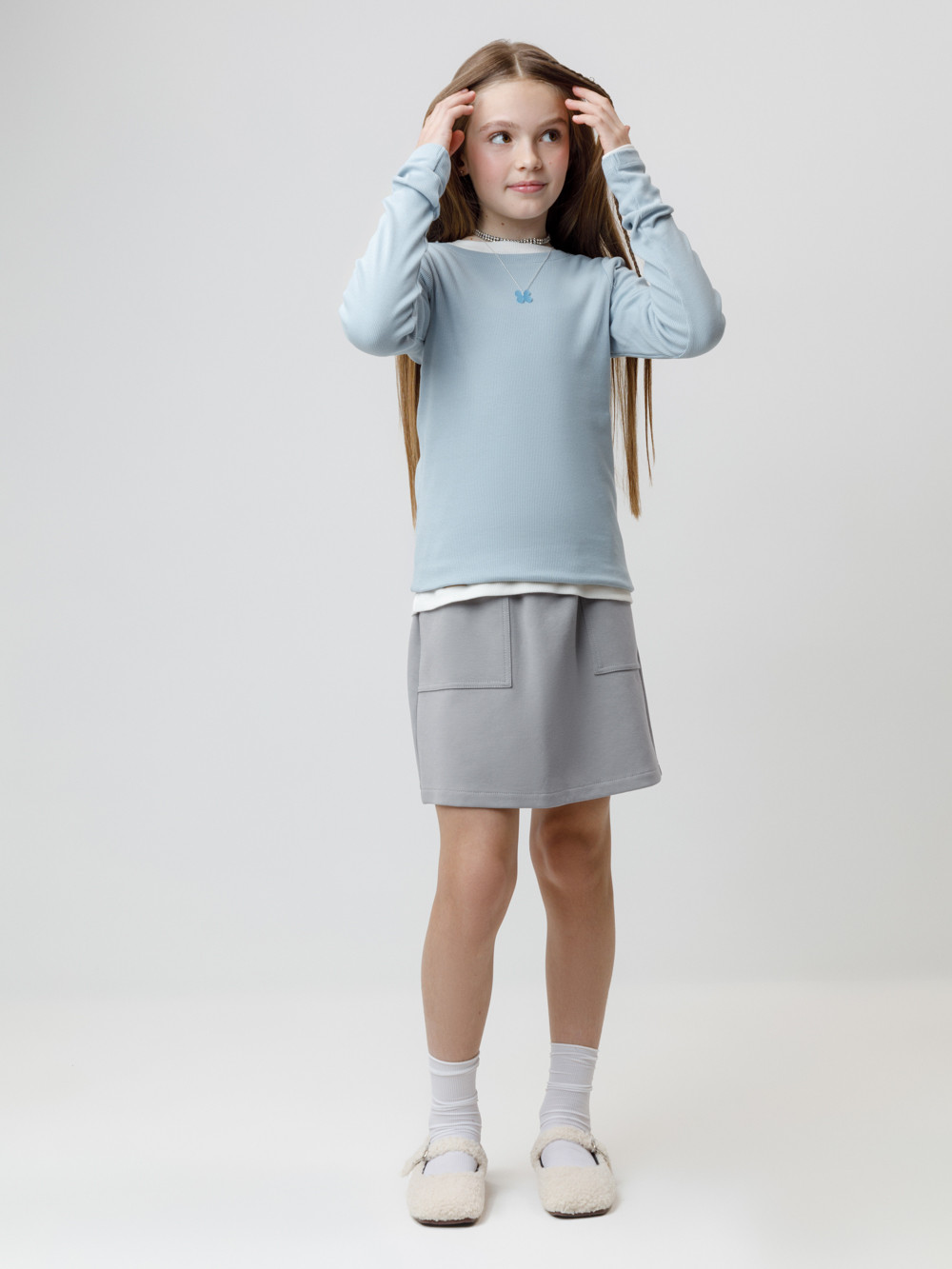 Юбка для девочки, артикул: КР 7153, цвет: серый, фото 4