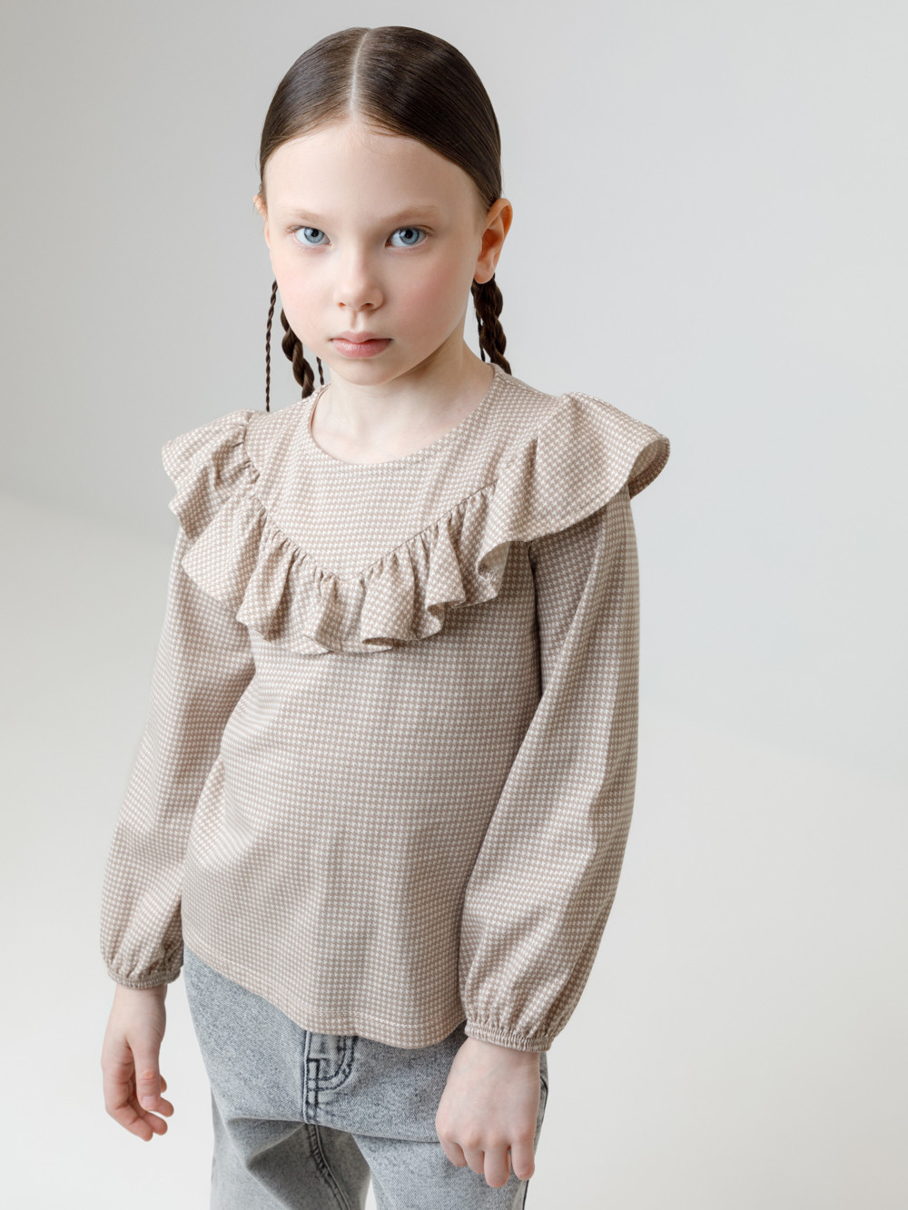 Блузка для девочки, артикул: КР 302177, цвет: бежевый, фото 4