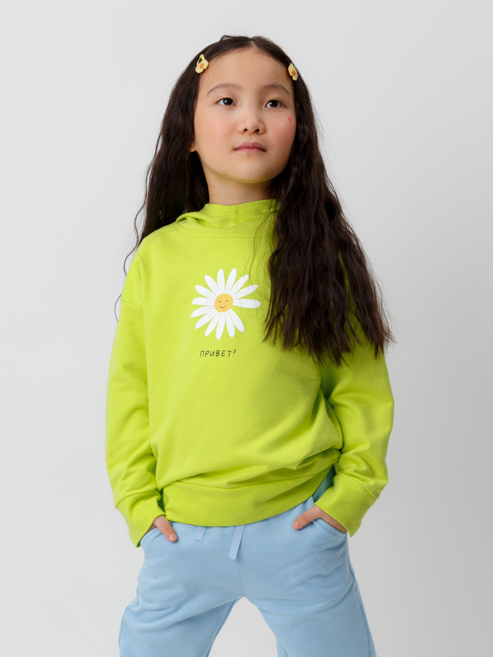 Худи для девочки, артикул: КП 302329, цвет: ярко-зеленый, фото 4