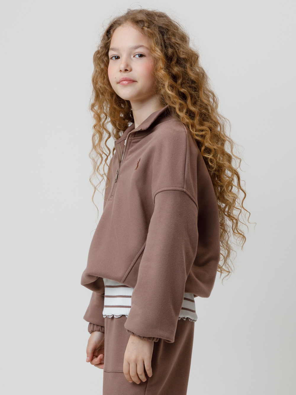 Свитшоты для девочки, артикул: КР 302821, цвет: кофейный, фото 4