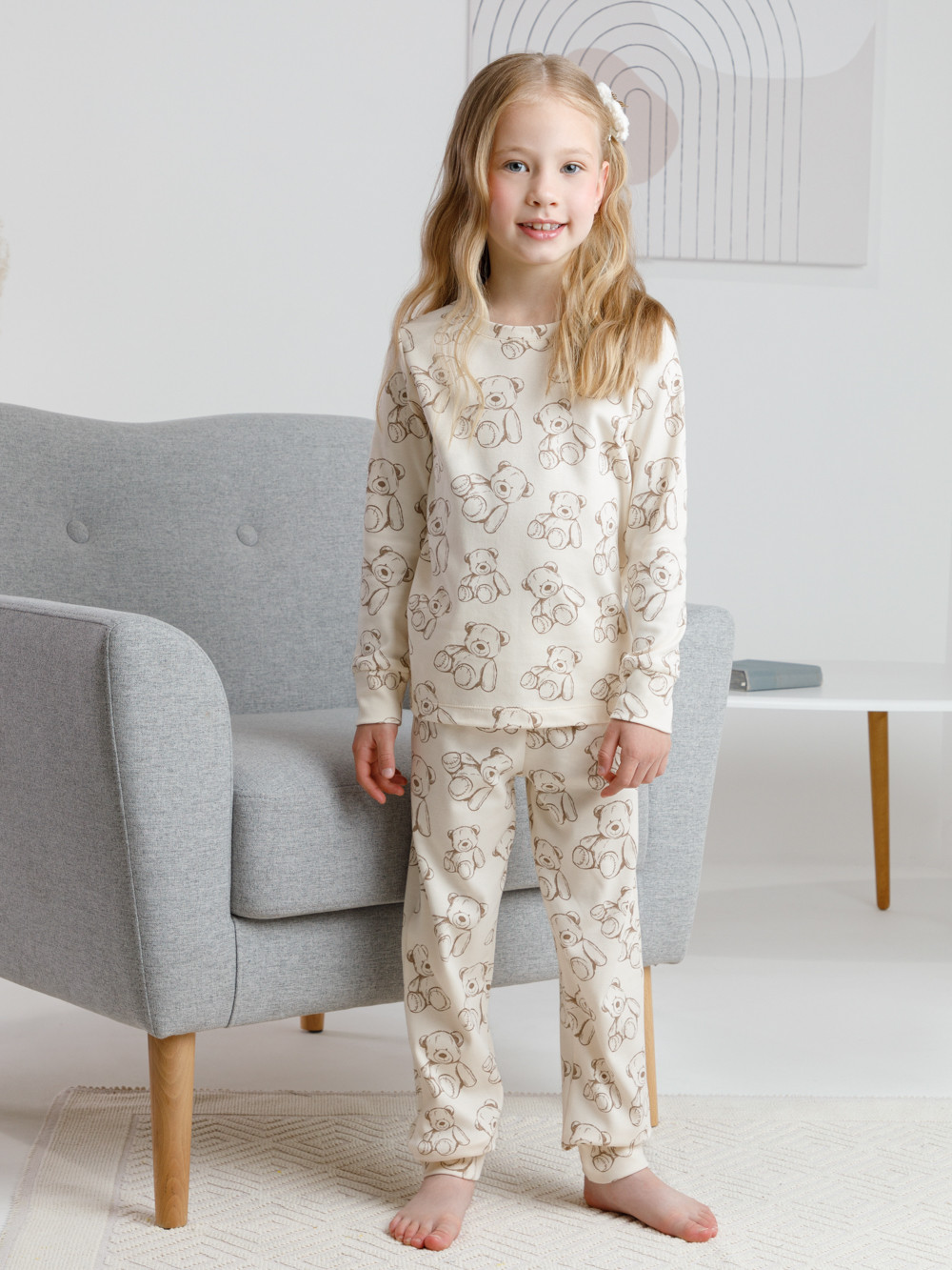 Пижама для девочки, артикул: К 1552, цвет: светло-бежевый, фото 4