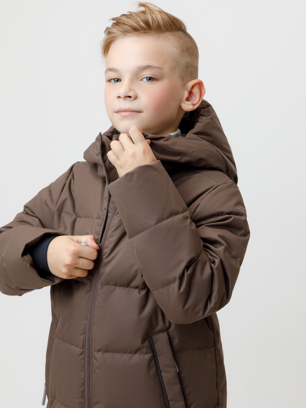 Пальто, плащи для мальчика, артикул: ВК 34070/7 УЗГ, цвет: коричневый, фото 4