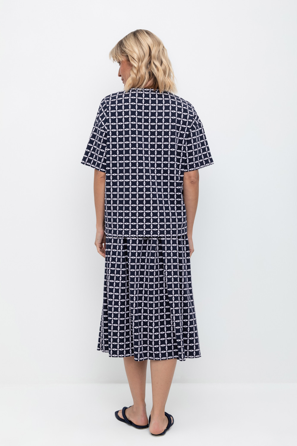 Юбки женские для мам, артикул: ЕВТ 7013, цвет: темно-синий, фото 4