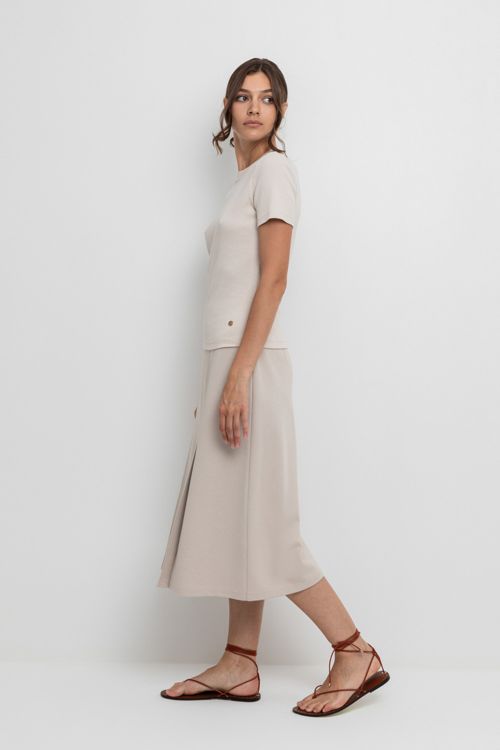 Юбки женские для мам, артикул: ЕВТ 7015, цвет: бежевый, фото 4