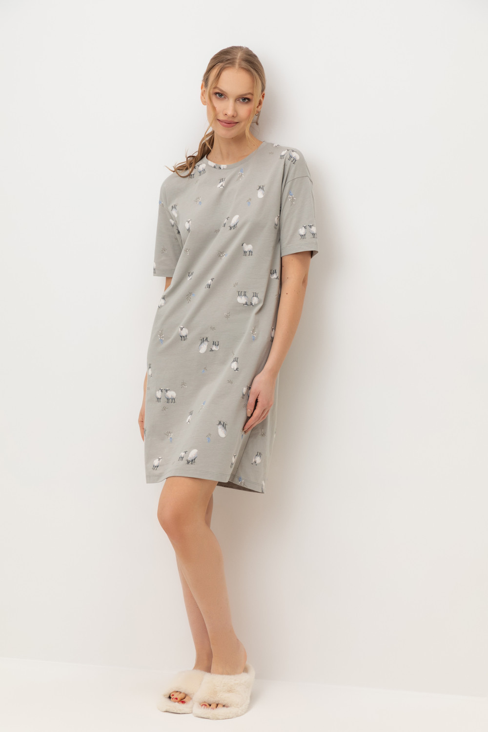 Сорочки ночные женские для мам, артикул: Е 10059, цвет: хаки, фото 4