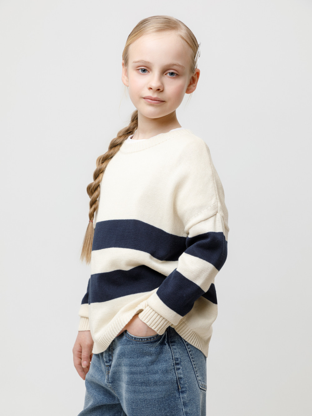 Джемпер для девочки, артикул: КВ 30129, цвет: бежевый, фото 3
