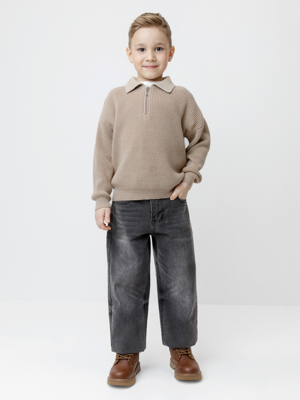 Джемпер для мальчика, артикул: КВ 30175, цвет: бежевый, фото 4