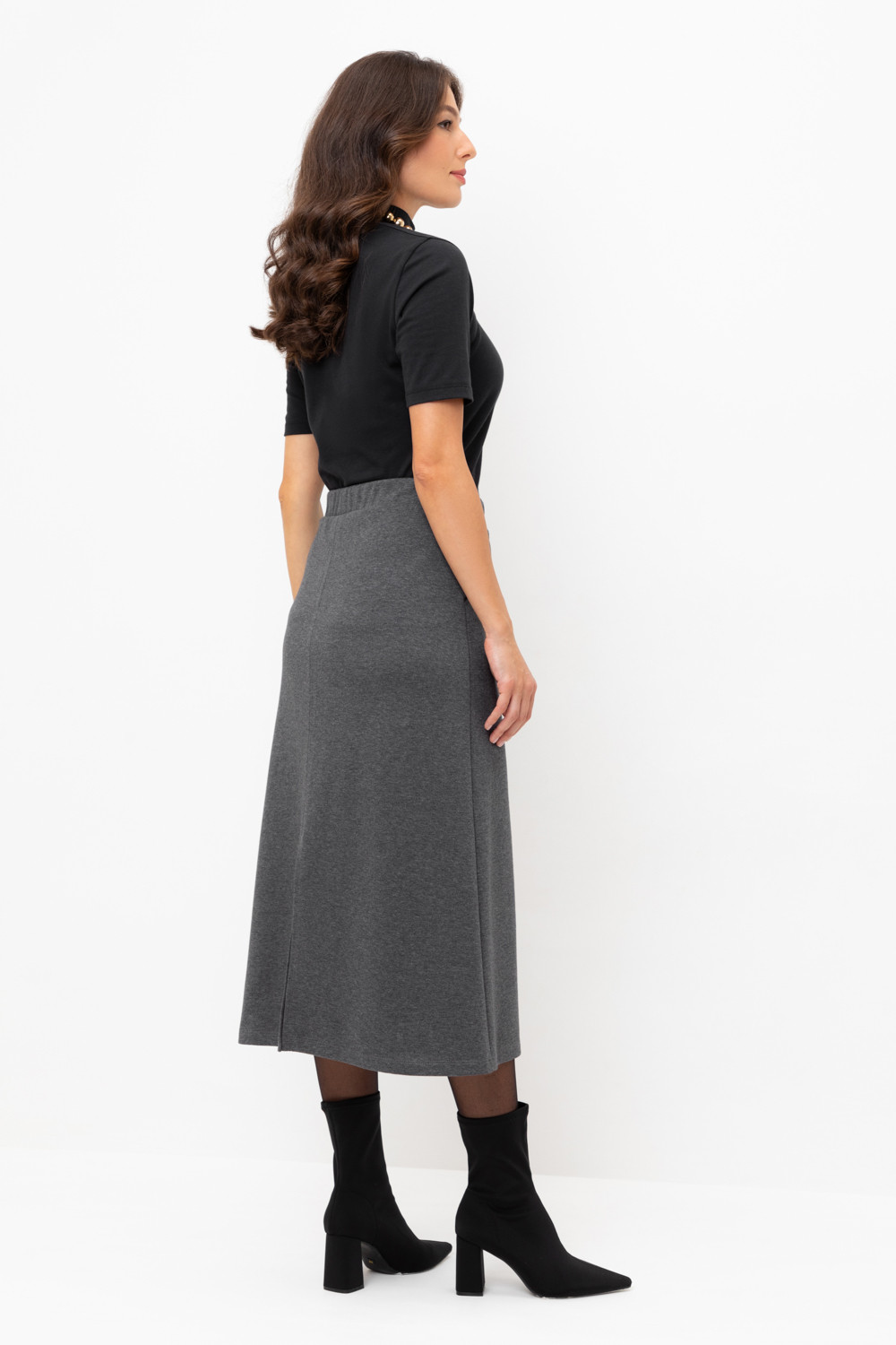 Юбки женские для мам, артикул: ЕВТ 7018, цвет: темно-серый, фото 4