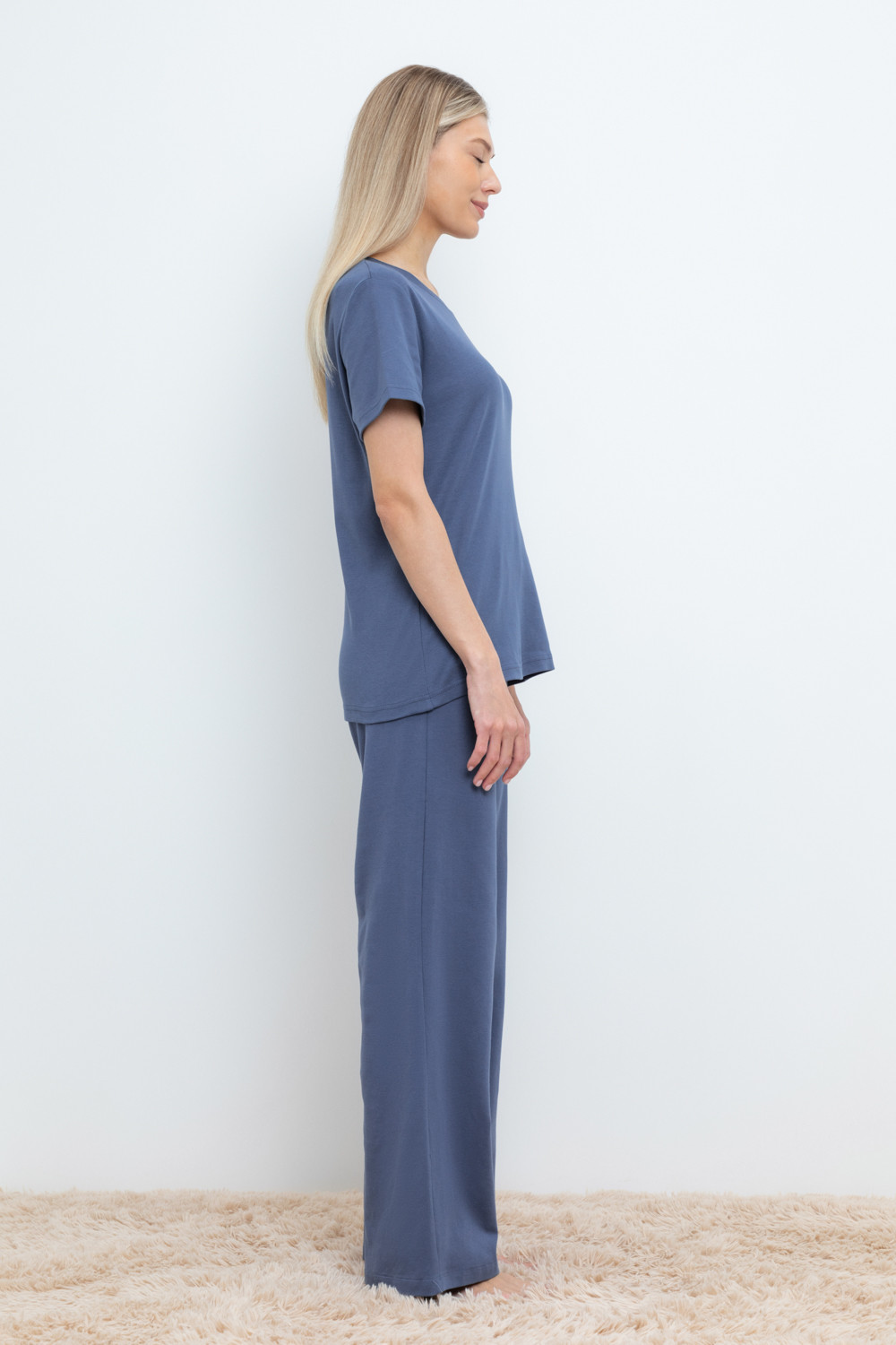 Брюки для дома для мам, артикул: Е 40053, цвет: синий, фото 4