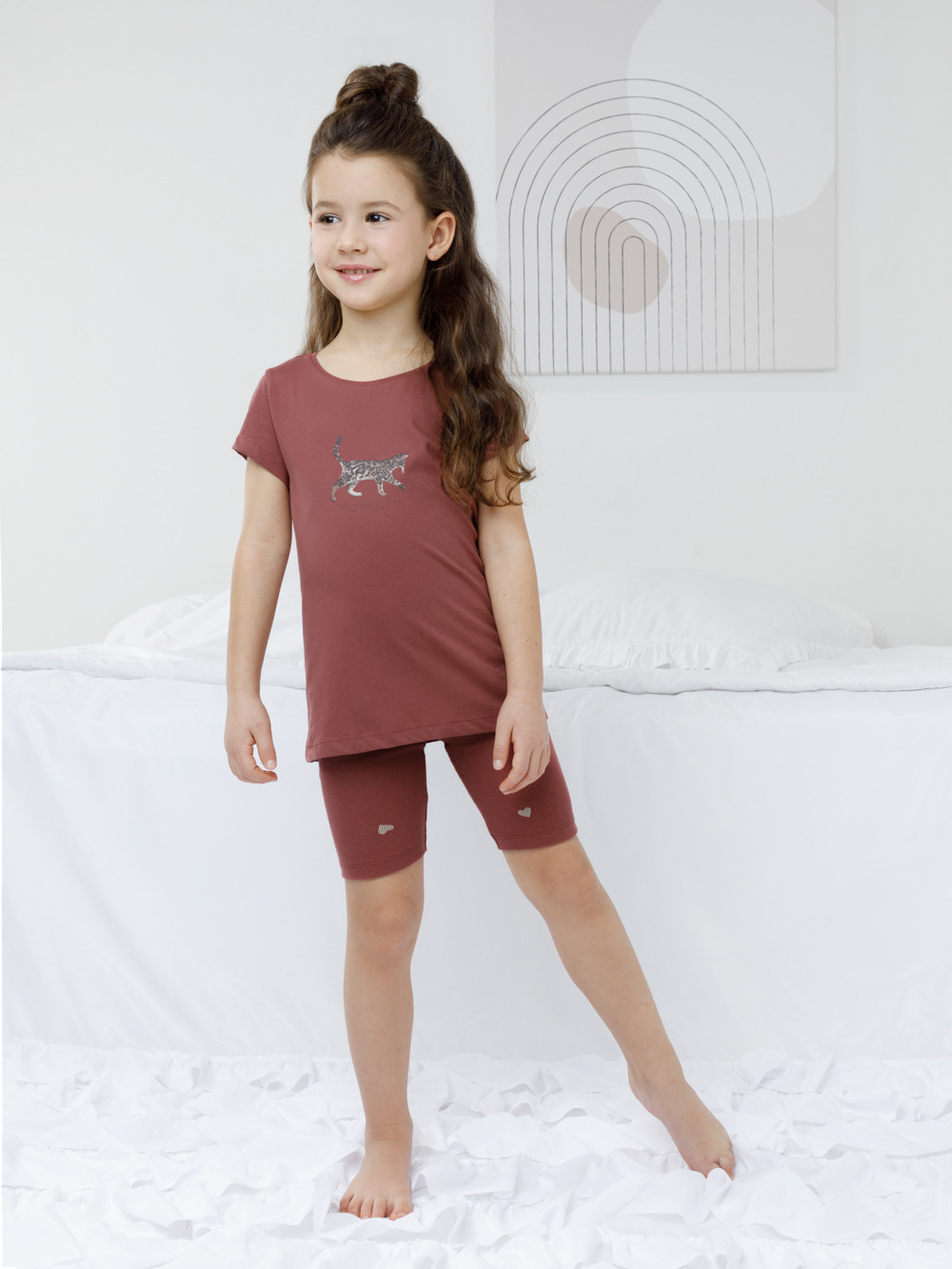 Пижама для девочки, артикул: К 1647, цвет: коричневый, фото 4