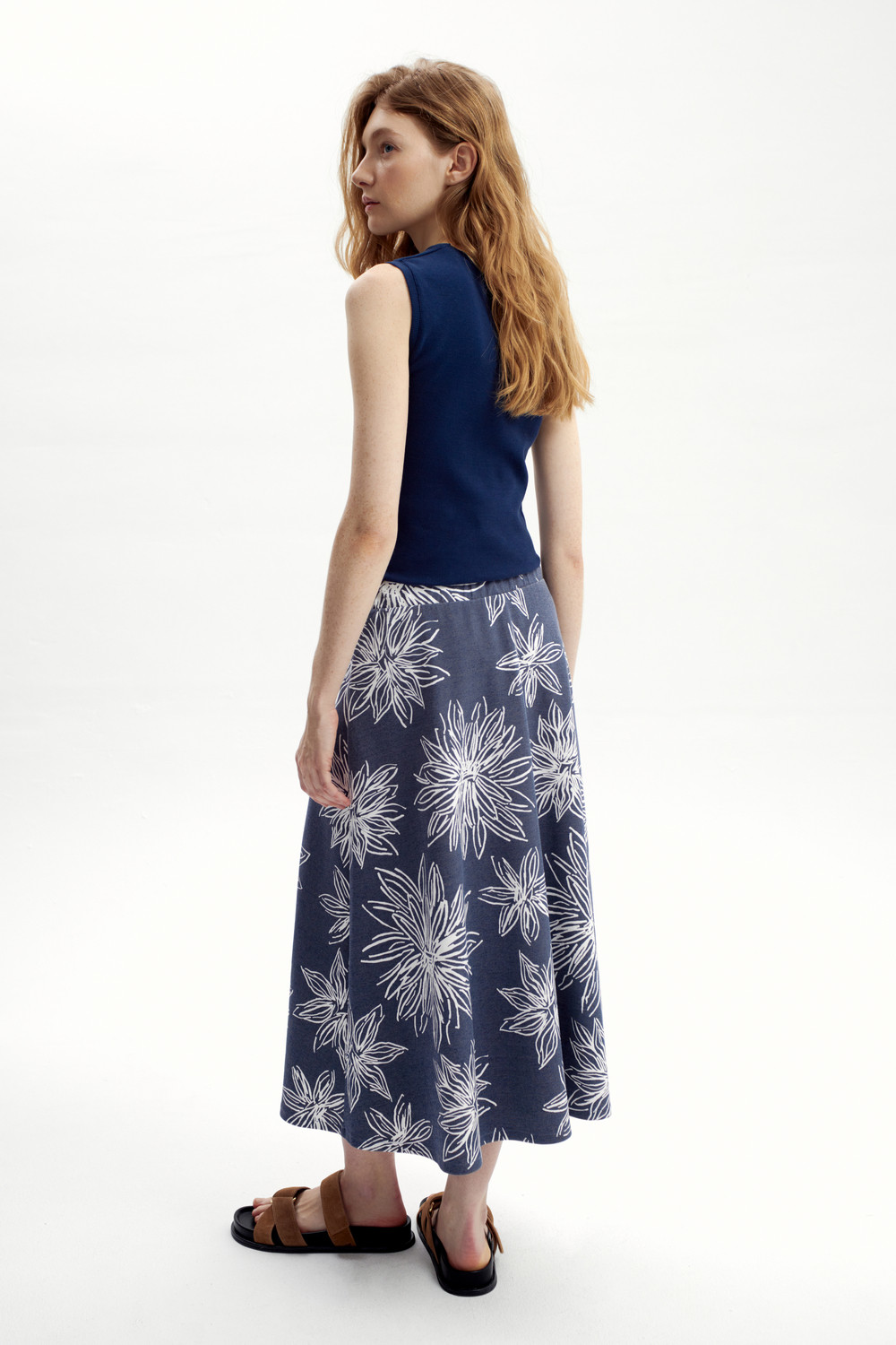 Юбки женские для мам, артикул: ЕВТ 7029, цвет: синий, фото 4