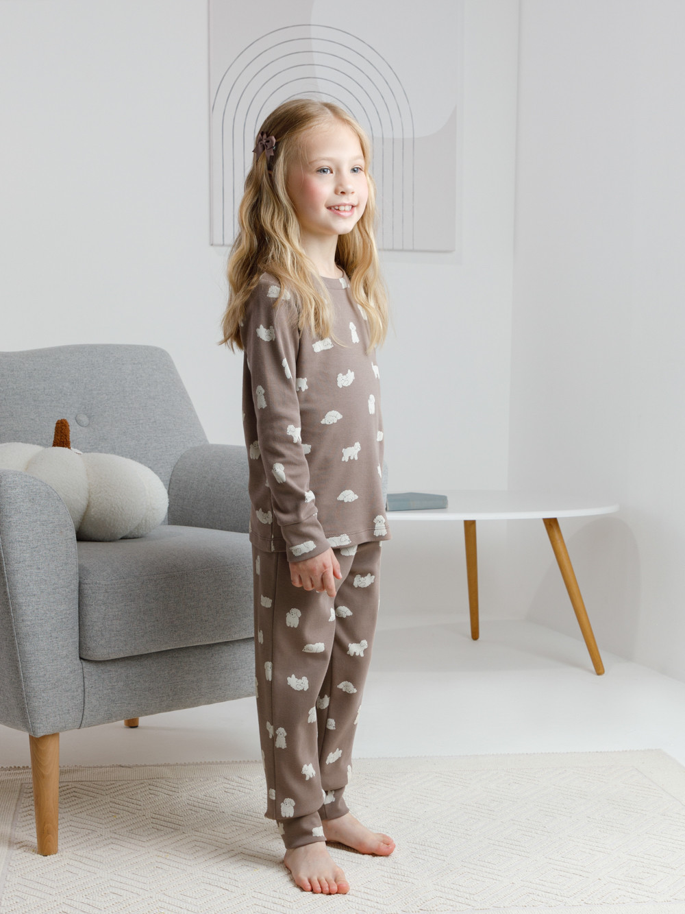 Пижама для девочки, артикул: К 1552, цвет: коричневый, фото 4