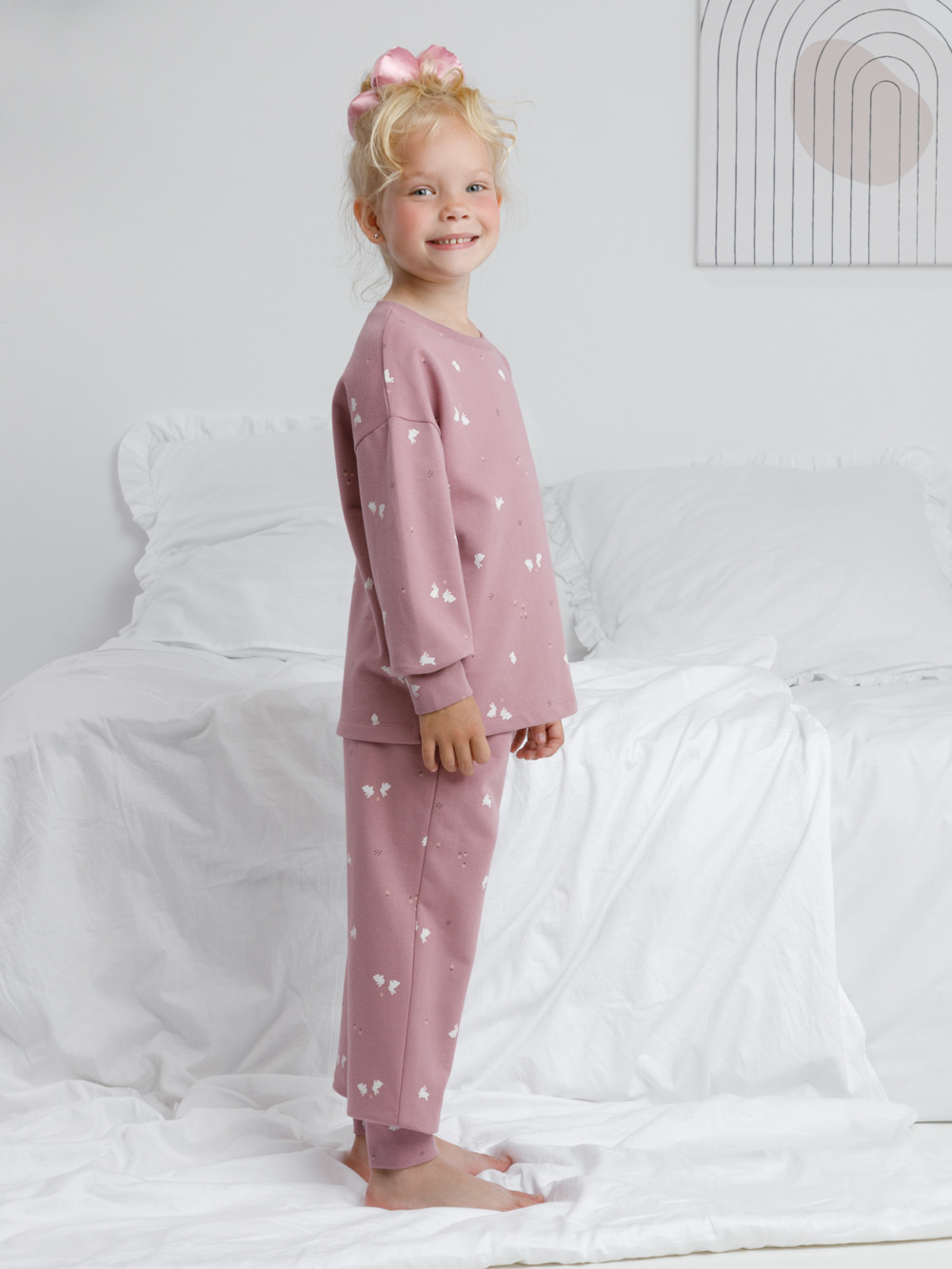 Пижама для девочки, артикул: К 1587, цвет: розовый, фото 4