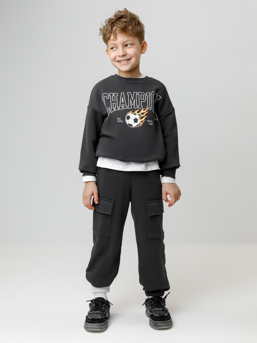 Свитшоты для мальчика, артикул: КР 302843, цвет: темно-серый, фото 4