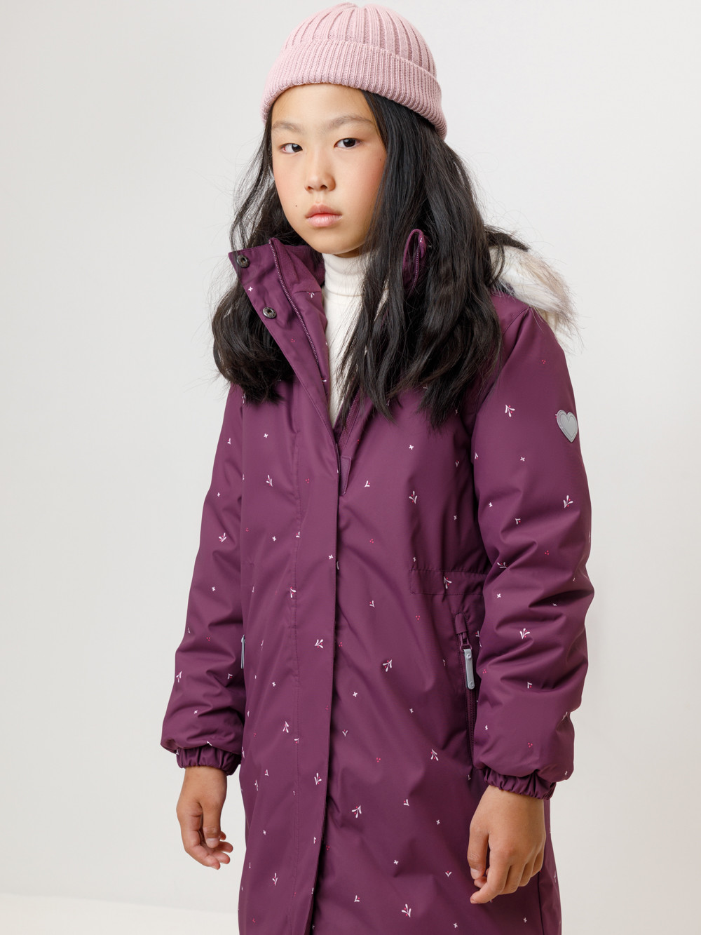 Пальто для девочки, артикул: ВК 38105/н/3 ГР, цвет: бордовый, фото 3