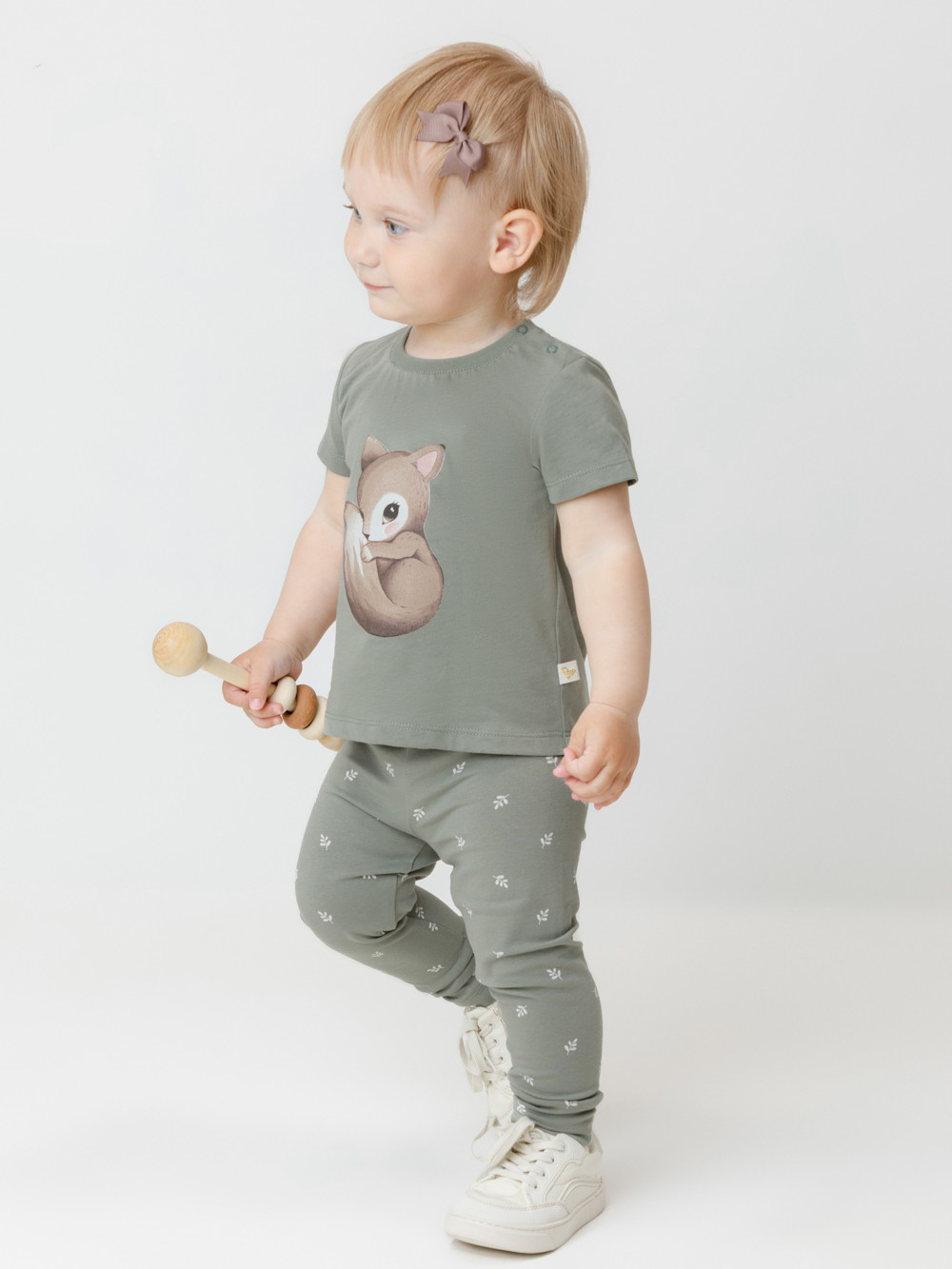 Лосины для девочки, артикул: КР 4321, цвет: хаки, фото 4