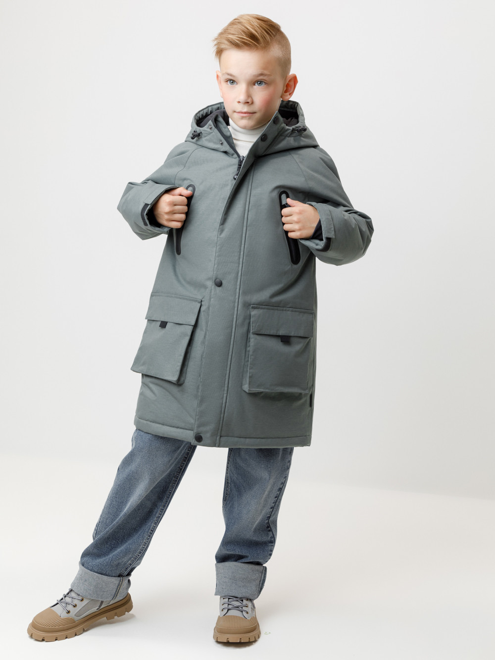 Пальто, плащи для мальчика, артикул: ВК 36112/2 ГР, цвет: зеленый, фото 4