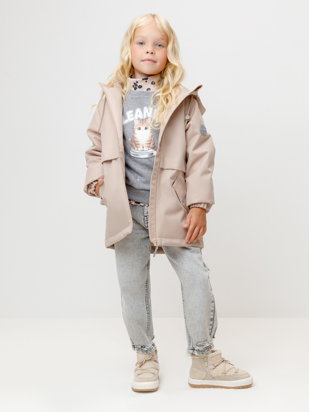 Куртка для девочки, артикул: ВК 32179/2 УЗГ, цвет: светло-бежевый, фото 4