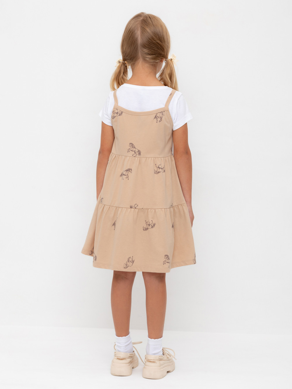 Сарафан для девочки, артикул: КР 5796, цвет: бежевый, фото 4